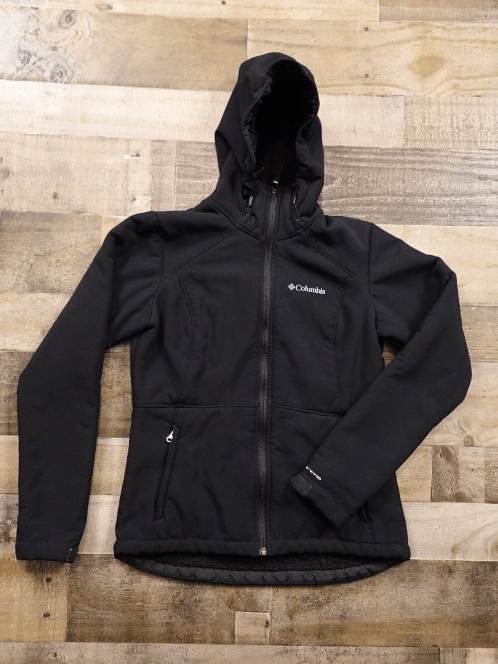 Columbia Softshell Hooded Jacket Women’s‎ Small Black Omni-Shield Outdoor